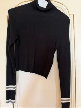 Zara Black Ribbed Turtleneck Long Sleeve Top - size S